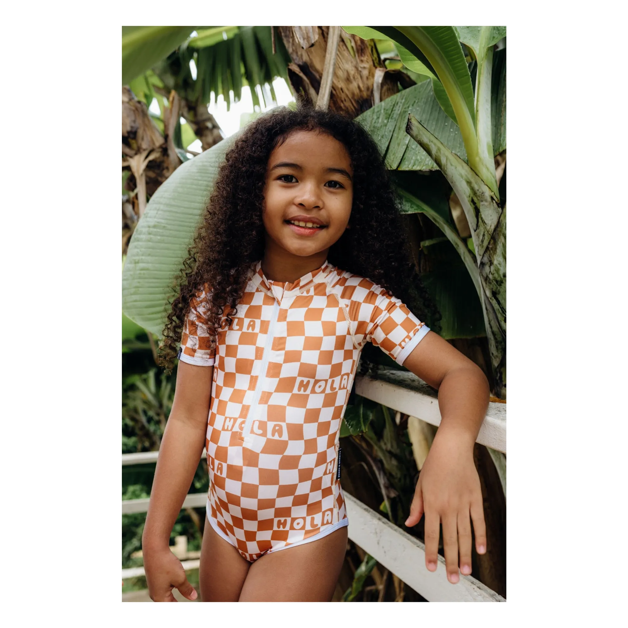 Maillot de Bain Anti-UV Checkered Hola Fibres Recyclées   | Crème- Image produit n°2