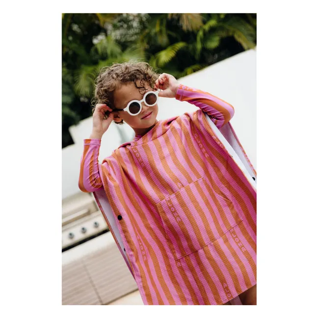 Poncho Aloha Stripes Coton Organique | Rose