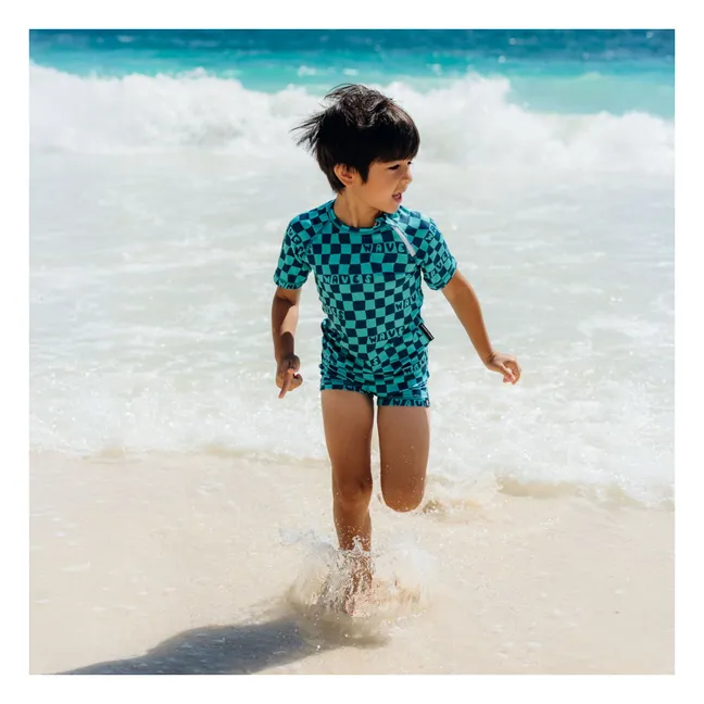 Bañador de verano a cuadros con protección UV Fibras recicladas | Azul