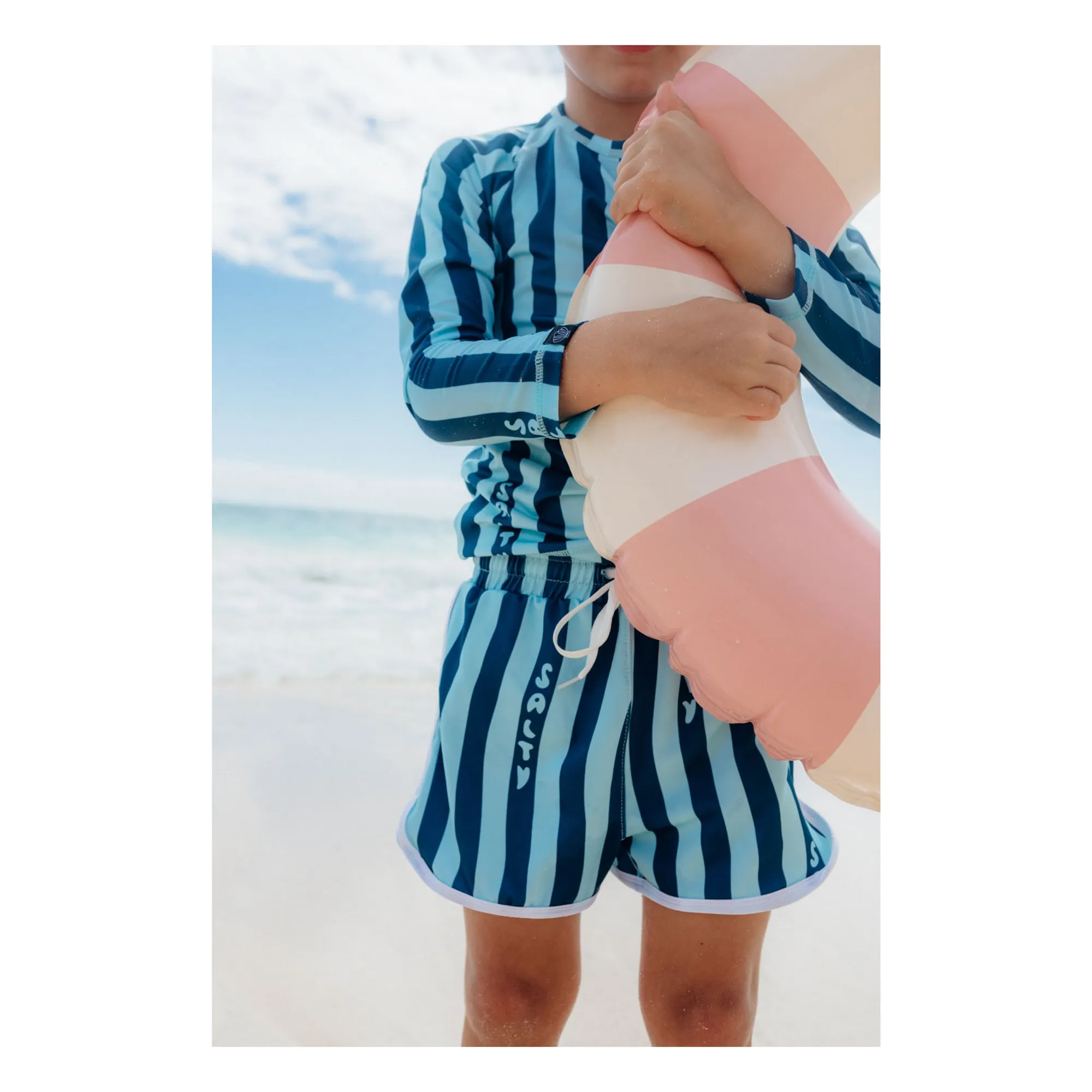 Short de Bain Anti-UV Salty Stripes Trunk Fibres Recyclées | Bleu marine- Image produit n°2