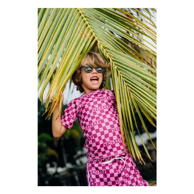 Checkered Vacay Trunk Recycled Fiber UV Protection Swim Shorts | Fuchsia