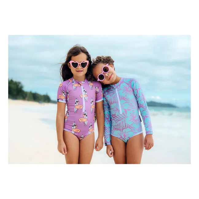 Maillot de Bain Anti-UV Hibiscus Fibres Recyclées  | Violet