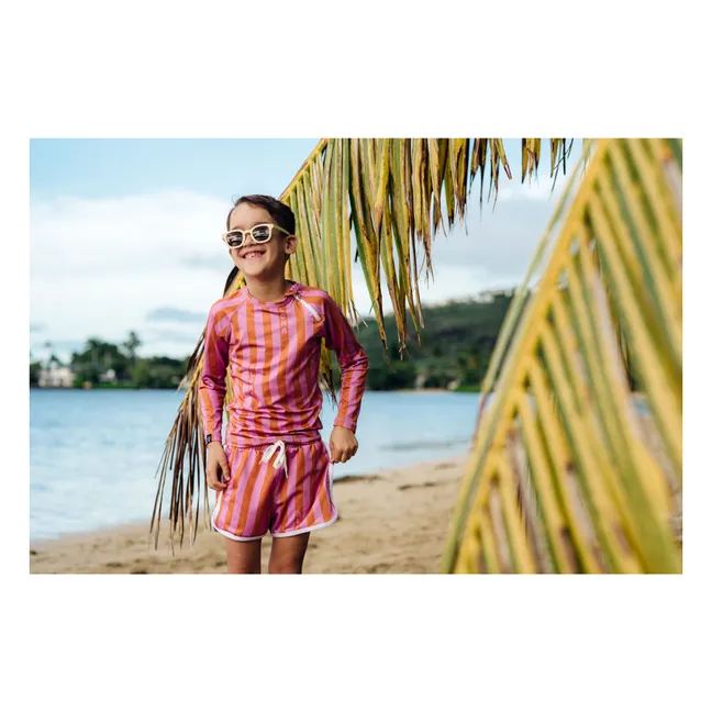 Aloha Stripes Trunk UV Protection Swim Shorts Recycled Fibers | Pink