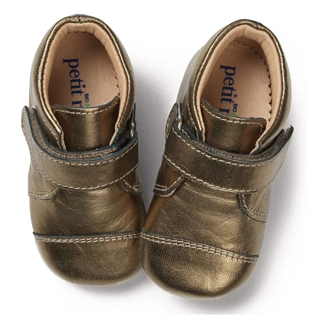 Irisierte Klettschuhe | Bronze