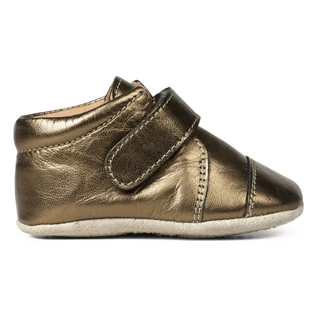 Irisierte Klettschuhe | Bronze