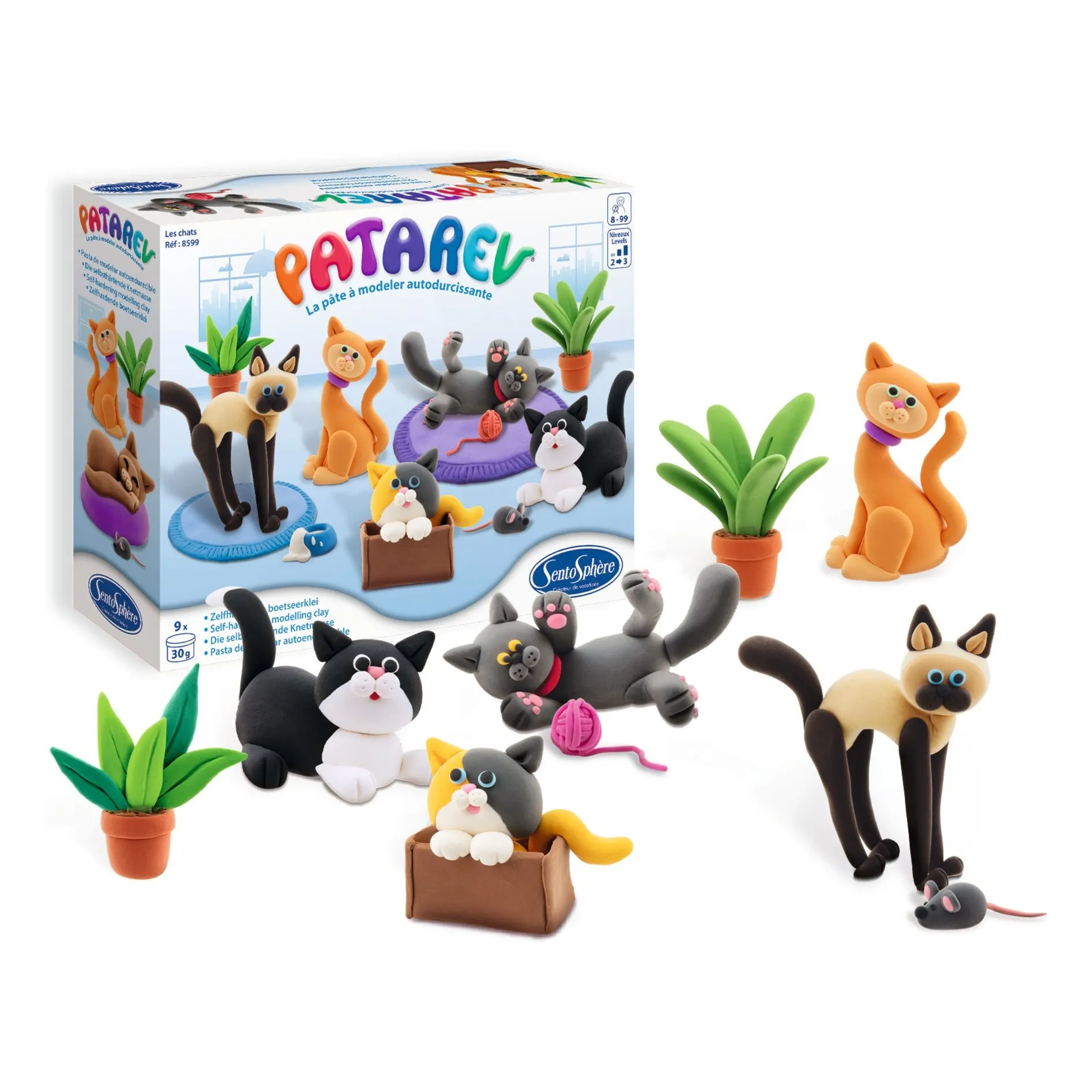 Sentosphère Multicoloured Patarev Les Chats Self-Hardening Modeling Clay