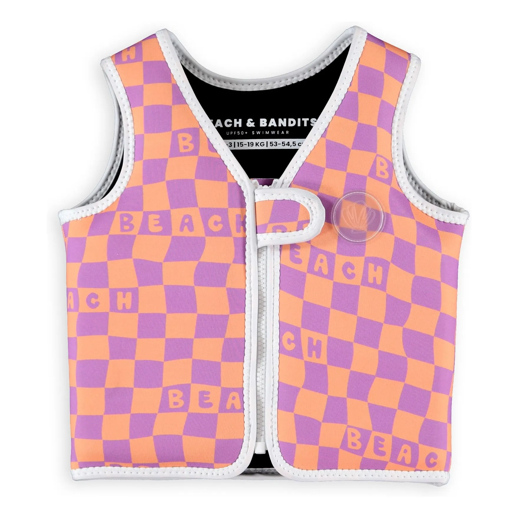 Beach & Bandits Purple Checkered Beach Swim Vest Recycled Fibers
