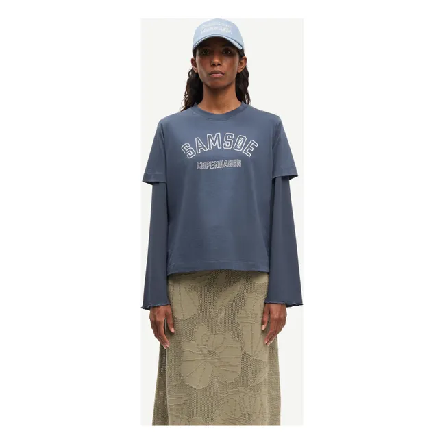 Camiseta de algodón ecológico Sacamino | Azul Gris