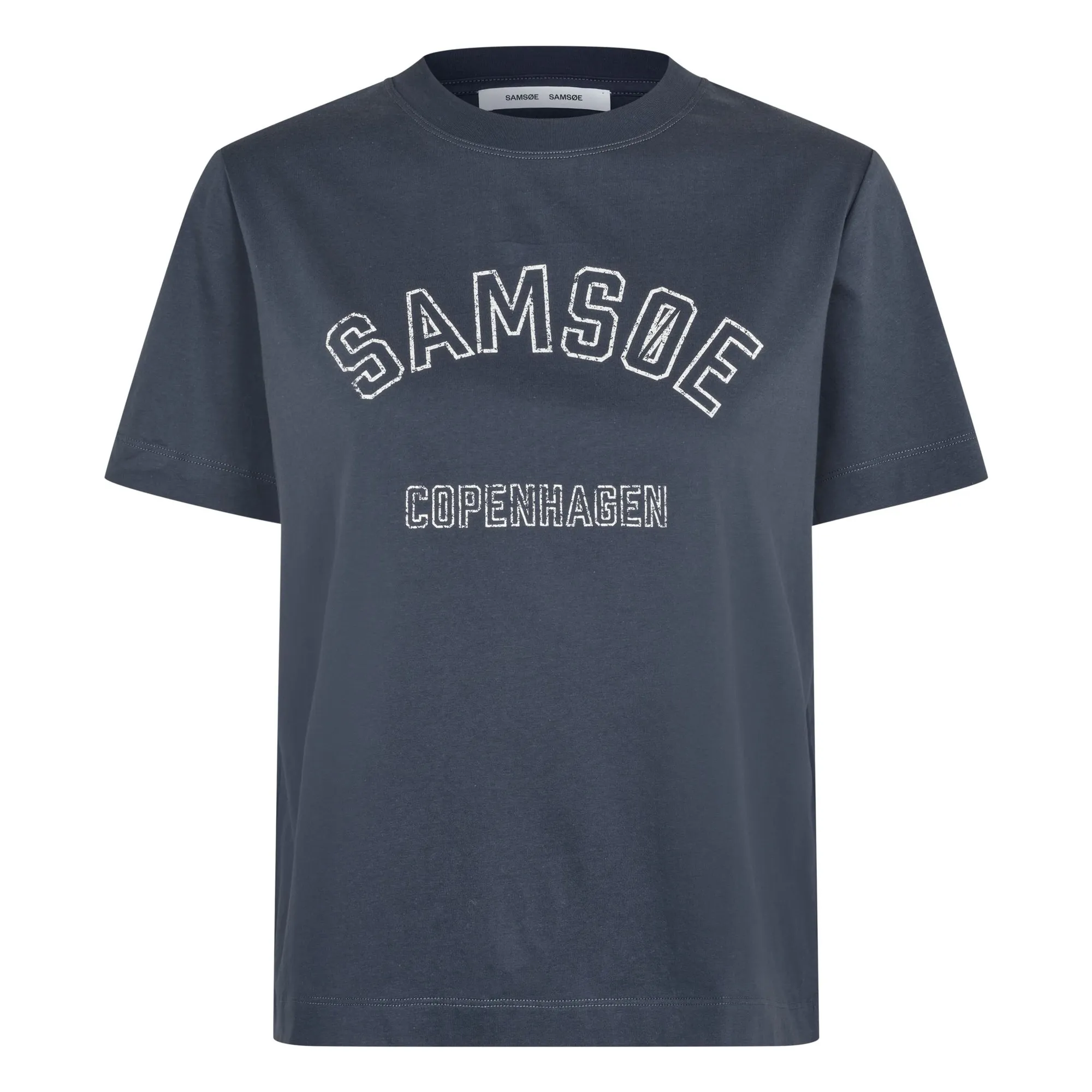 Samsoe Samsoe Grey Blue Sacamino Organic Cotton T-Shirt