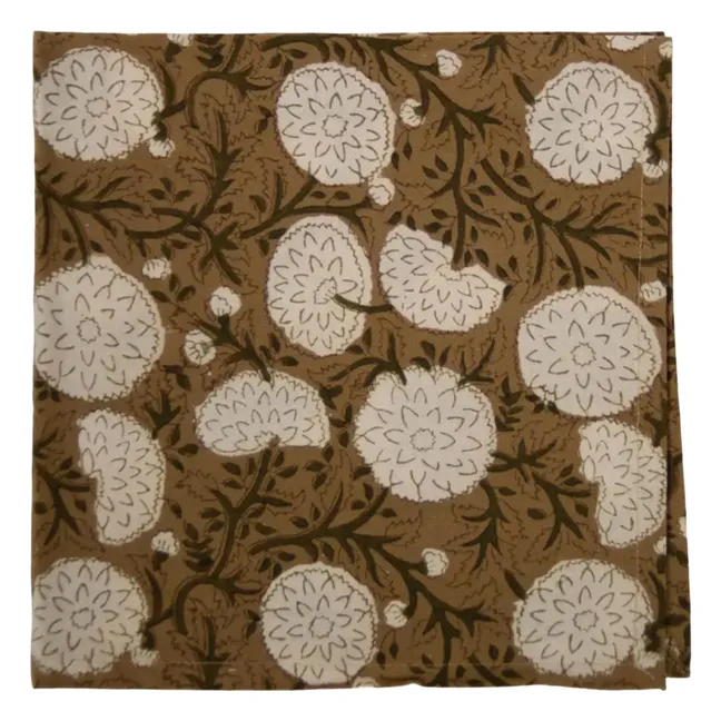 Serviette de table imprimée à fleurs Mirabelle | Beige