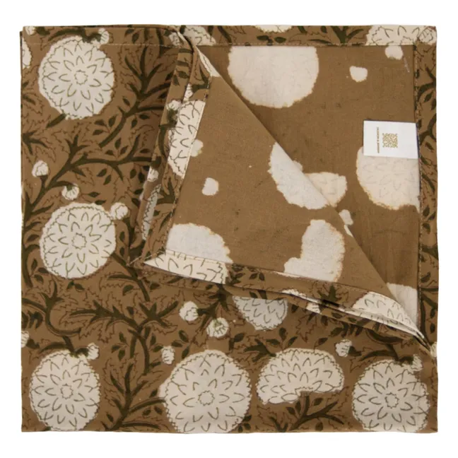 Serviette de table imprimée à fleurs Mirabelle | Beige
