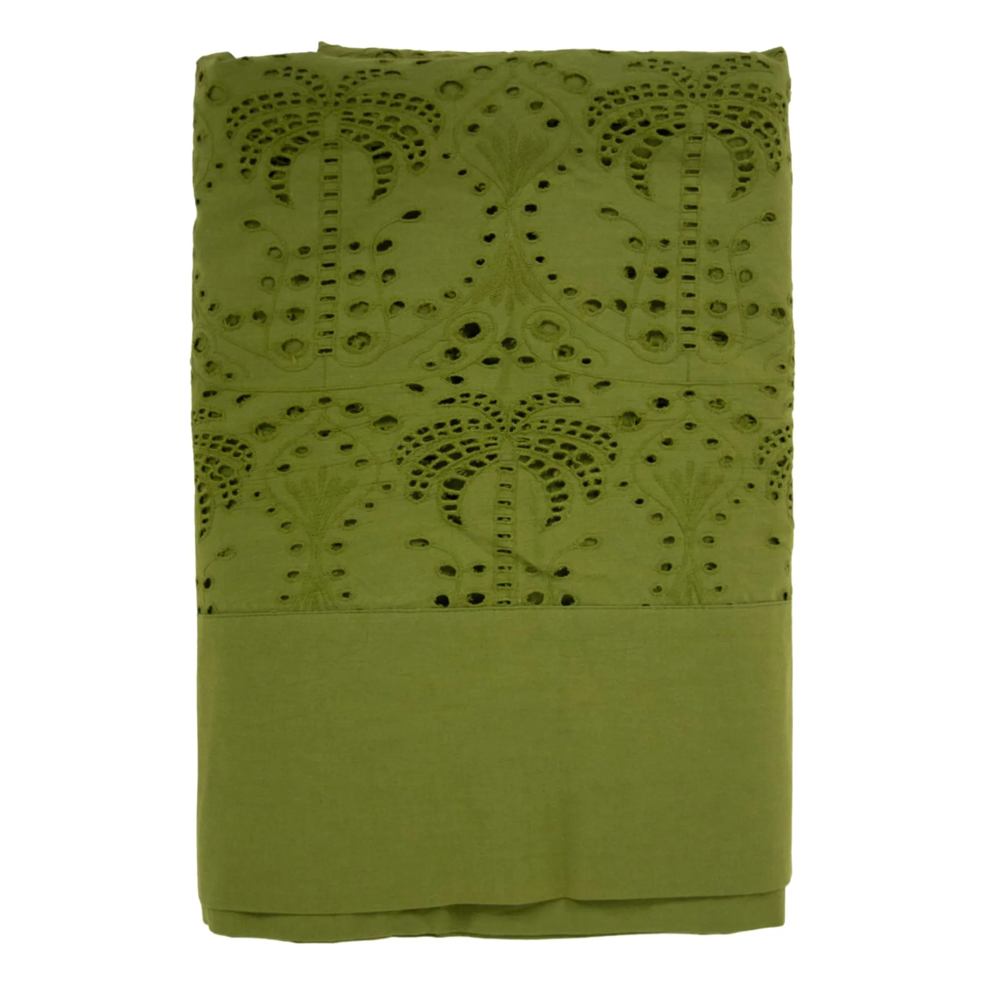 Olsson & Jensen Green Brisa Palm Embroidered Tablecloth