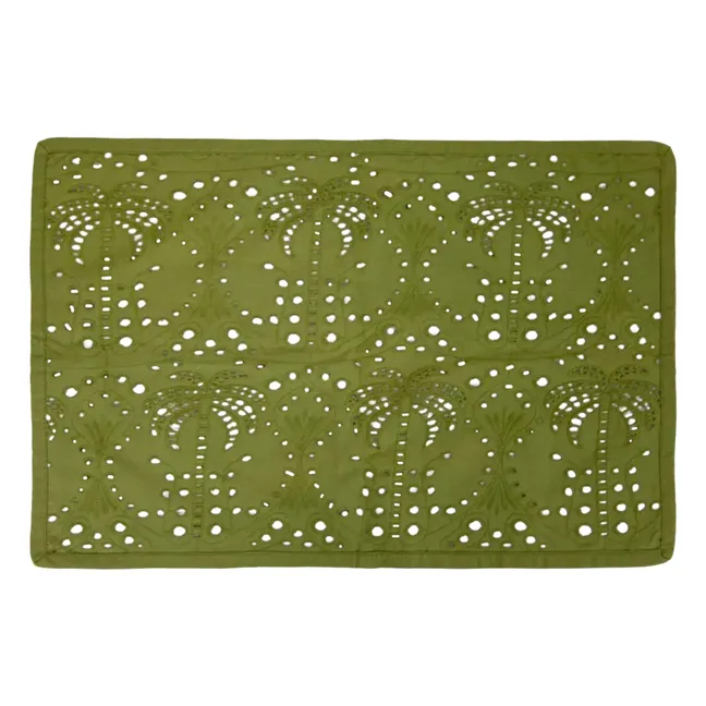 Set de table brodé palmiers Brisa | Vert