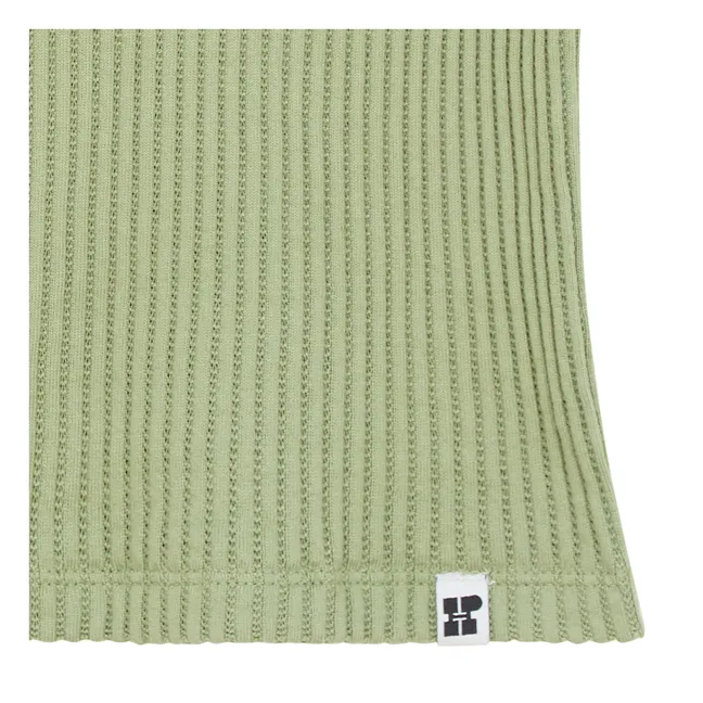 Geripptes Tanktop Lana Bio-Baumwolle | Mandelgrün