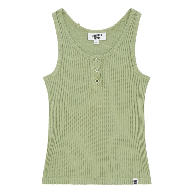 Geripptes Tanktop Lana Bio-Baumwolle | Mandelgrün