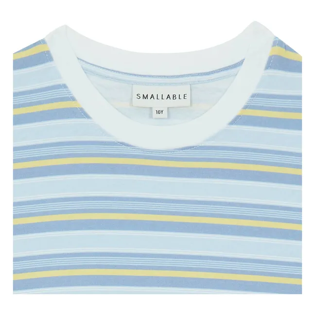Camiseta de algodón orgánico a rayas Liv | Azul Pálido