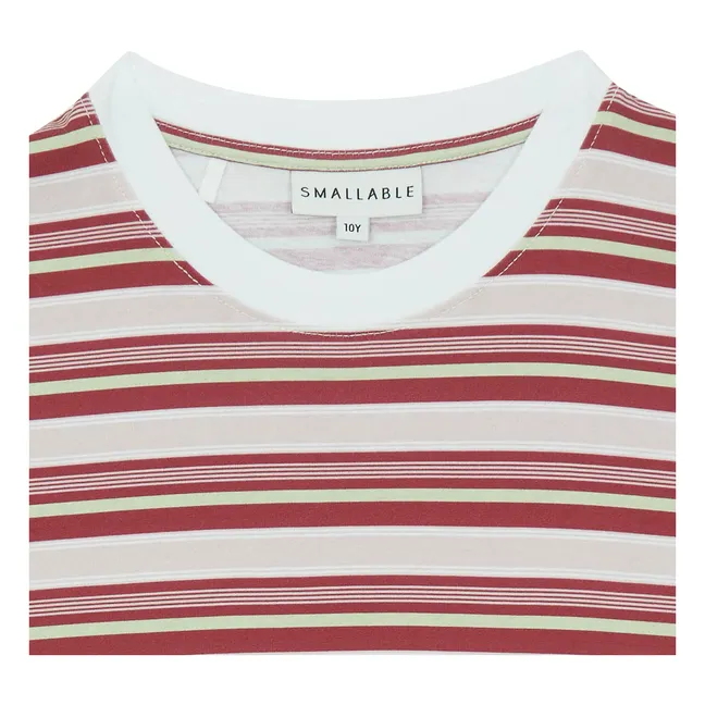 T-shirt Liv Rayé Coton Bio | Rouge cerise