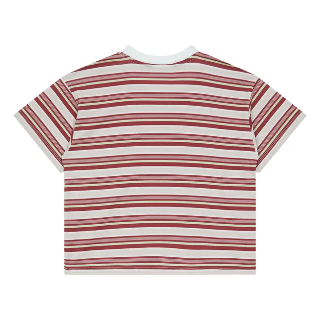 T-shirt Liv Rayé Coton Bio | Rouge cerise