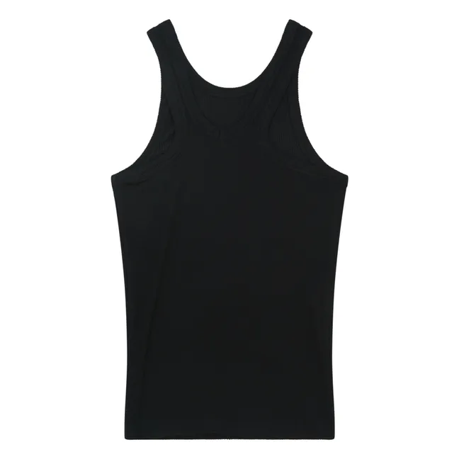 Camiseta de tirantes de canalé Alva | Negro