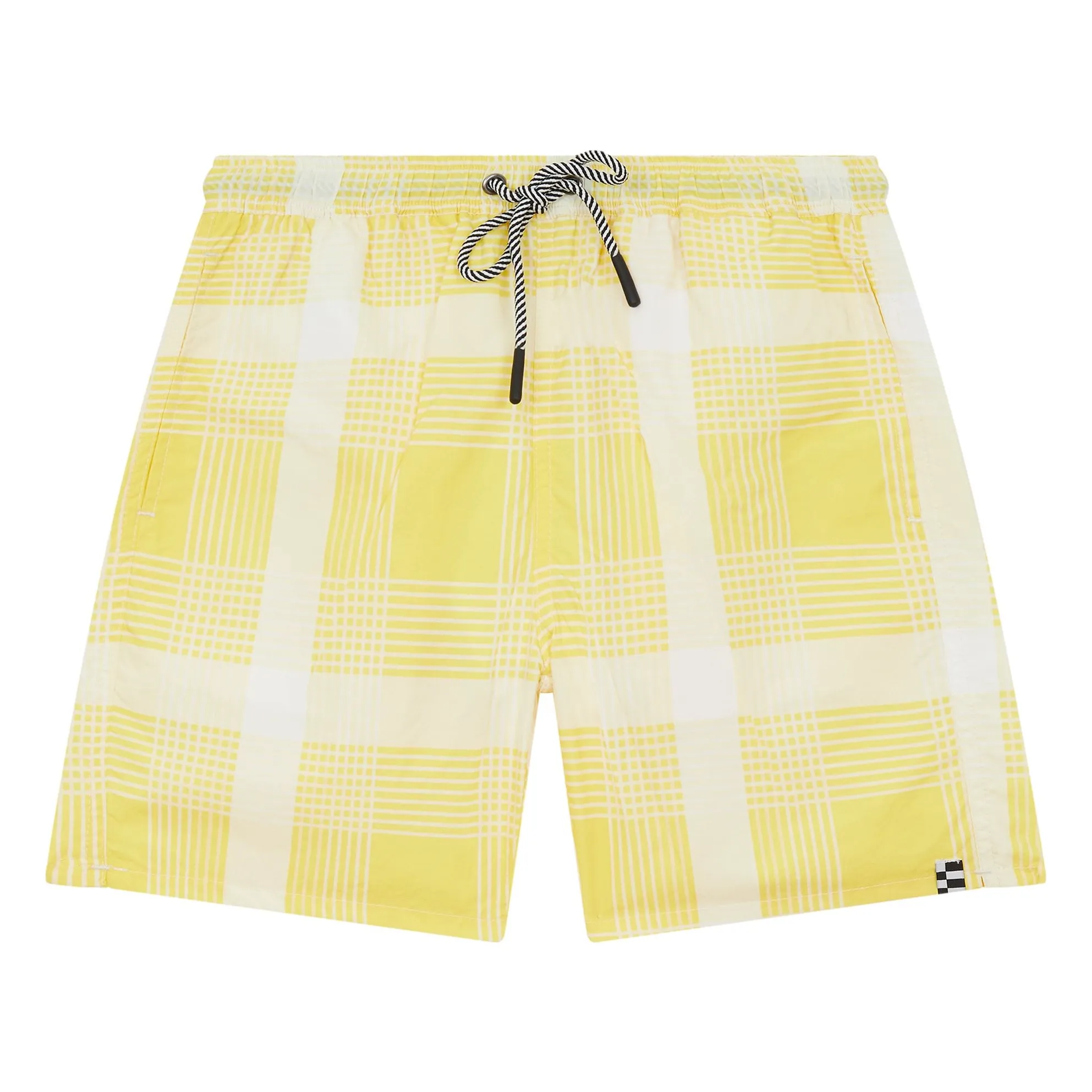 Finger In The Nose Pale Yellow Freeboy Carreaux Swim Shorts