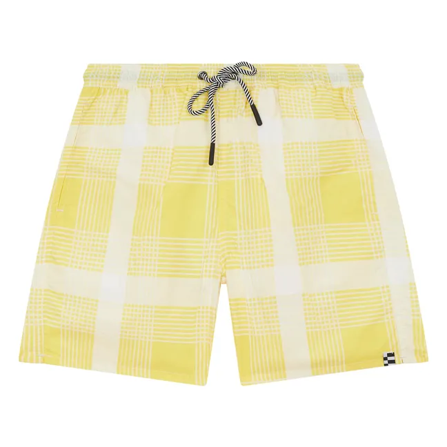 Short de Bain Freeboy Carreaux | Jaune pâle