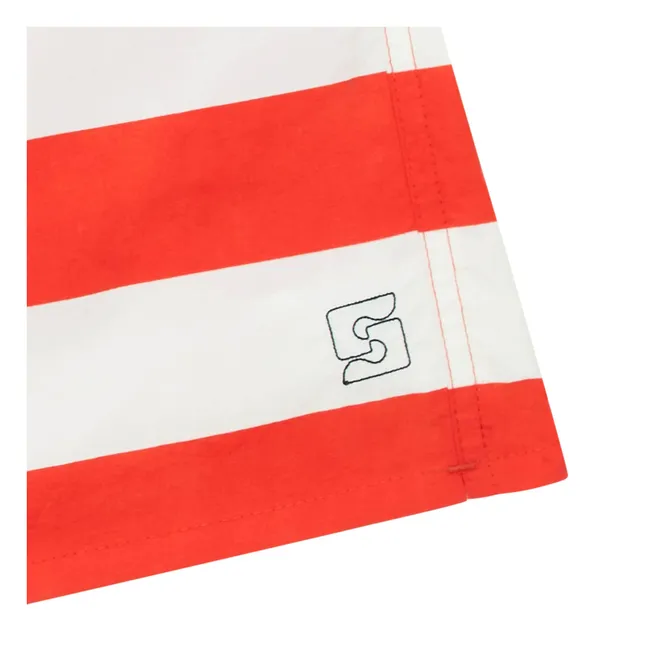 Archie Striped Swim Shorts | Dark red