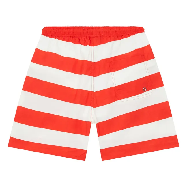 Archie Striped Swim Shorts | Dark red