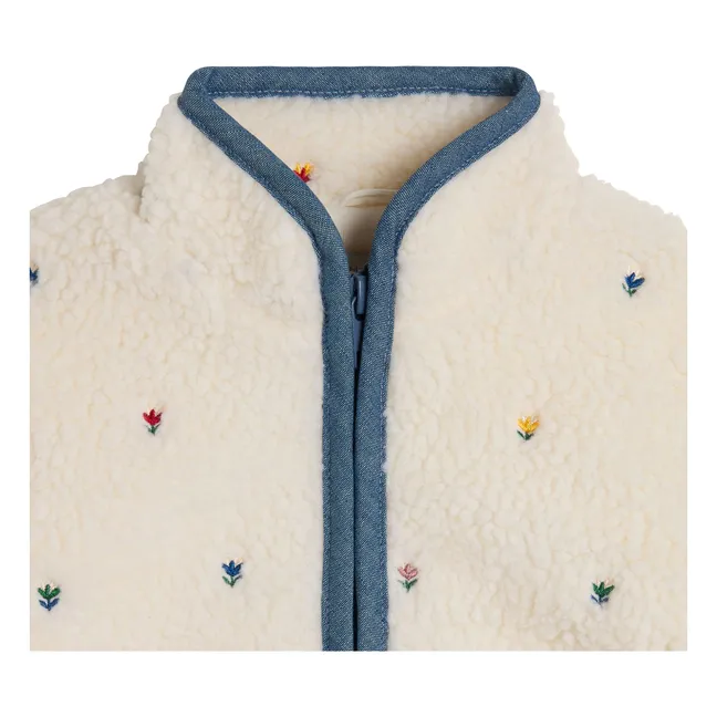 Chaqueta Sherpa Floral | Marfil
