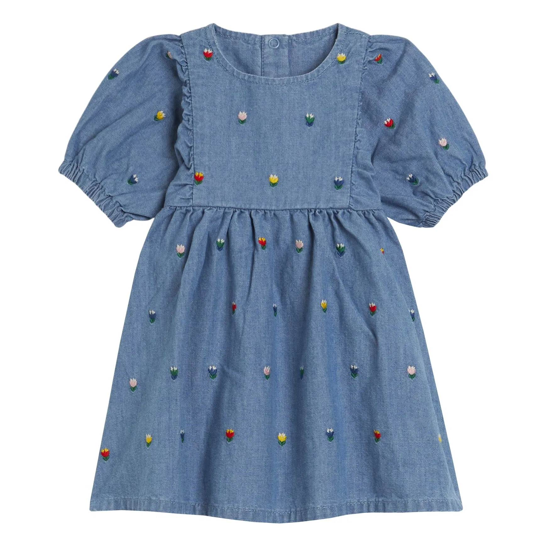 Robe Fleurie Chambray | Bleu- Image produit n°0