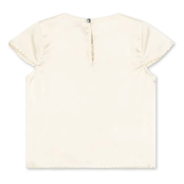 Sheeny Embroidered Knot Blouse | Ecru