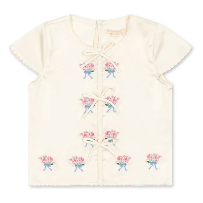 Blouse Brodée Nœuds Sheeny | Ecru