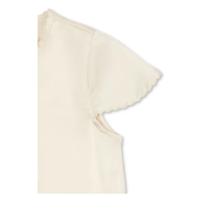 Sheeny Embroidered Knot Blouse | Ecru