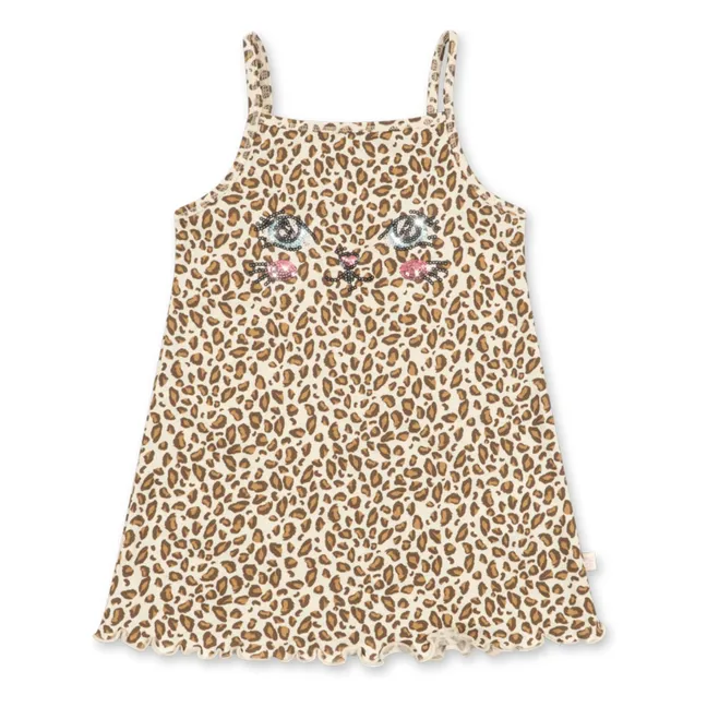 Famo Leopard Organic Cotton Dress | Beige