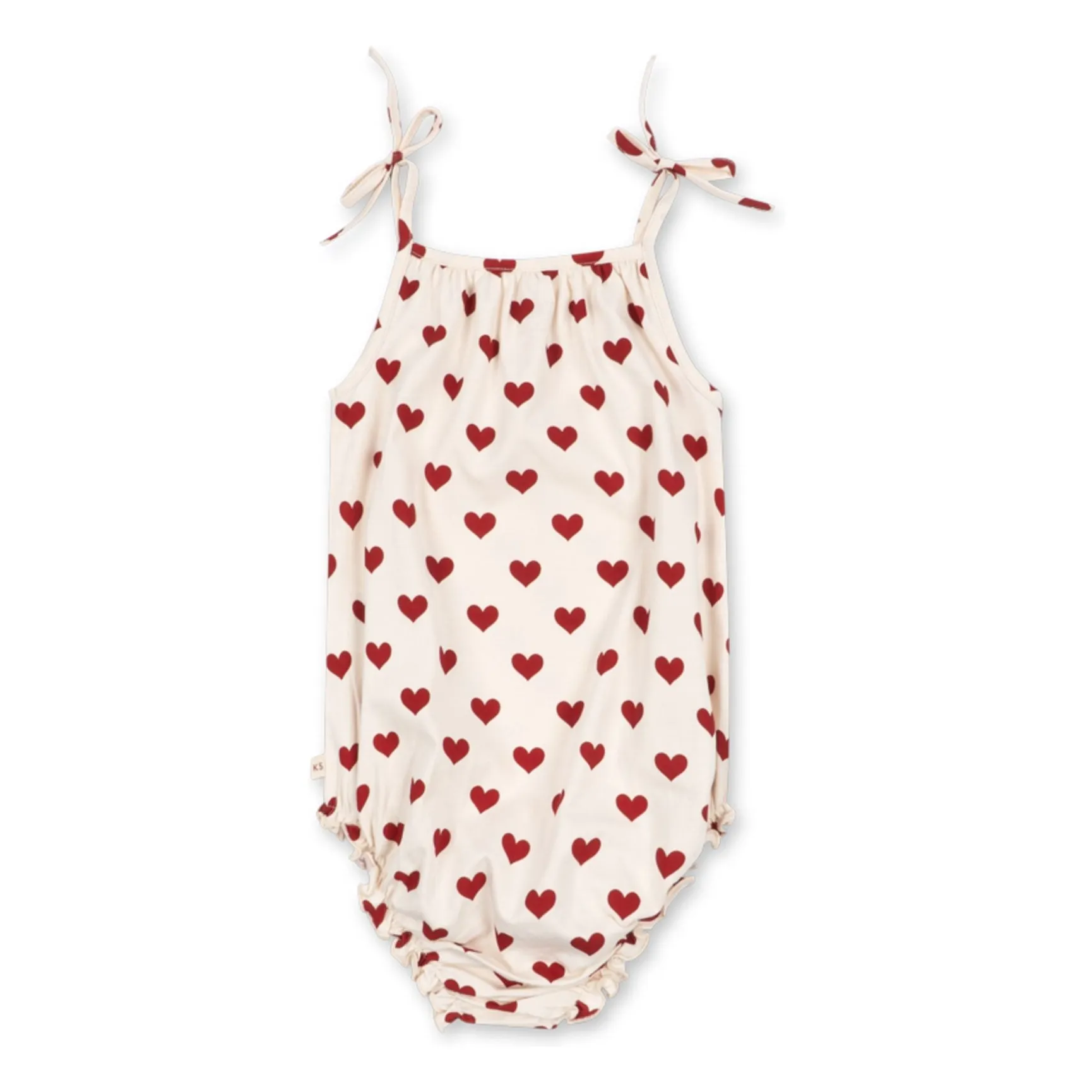 Body Bretelles Cœurs Coton Bio | Ecru- Image produit n°3