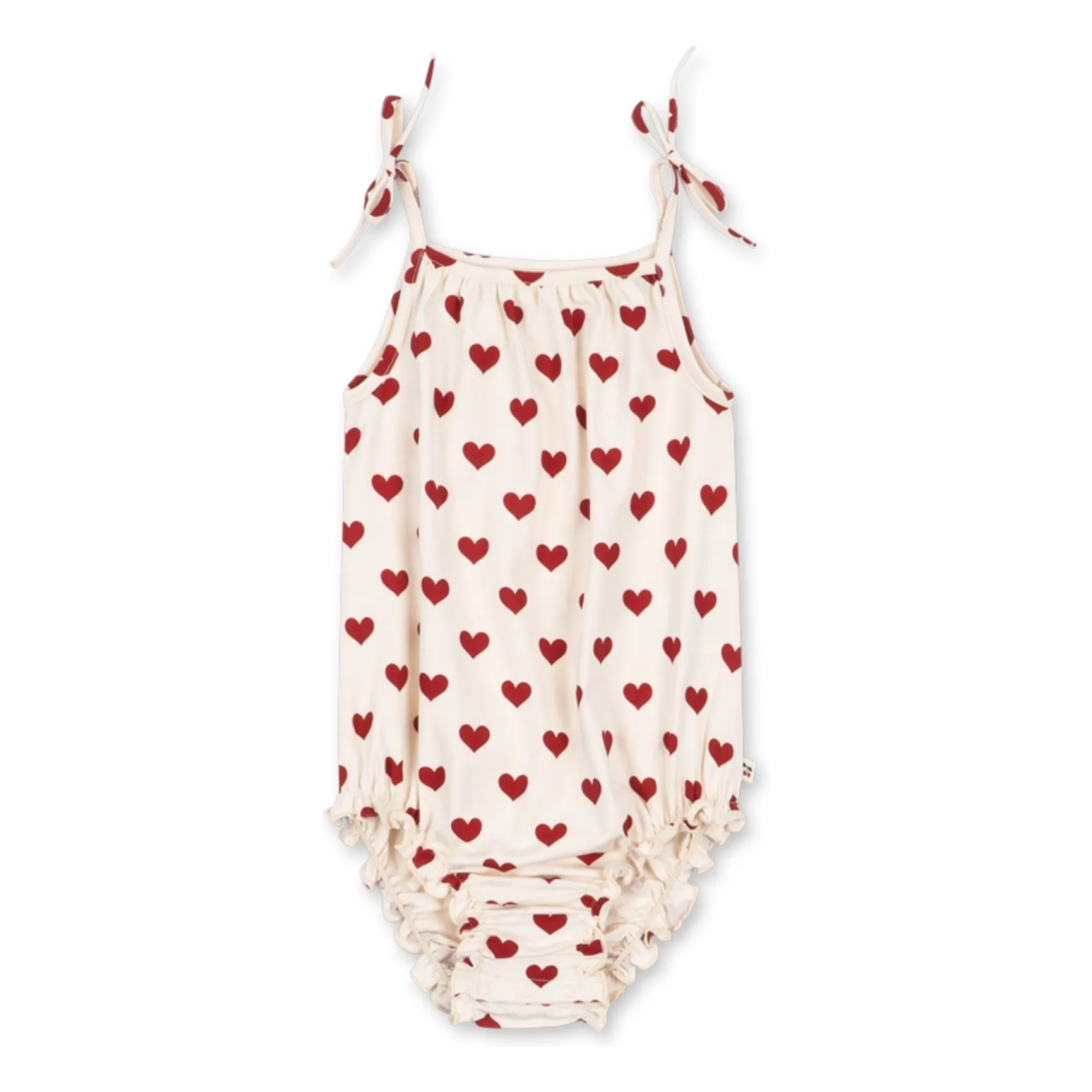Body Bretelles Cœurs Coton Bio | Ecru- Image produit n°0