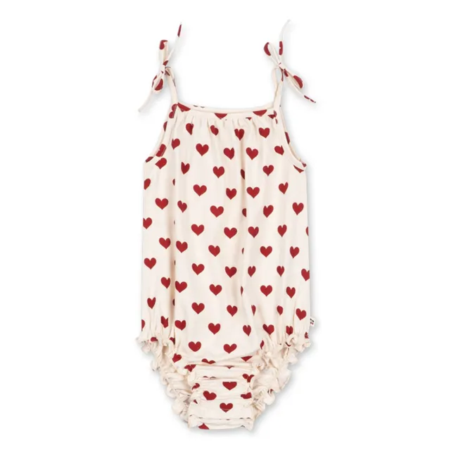 Body Bretelles Cœurs Coton Bio | Ecru