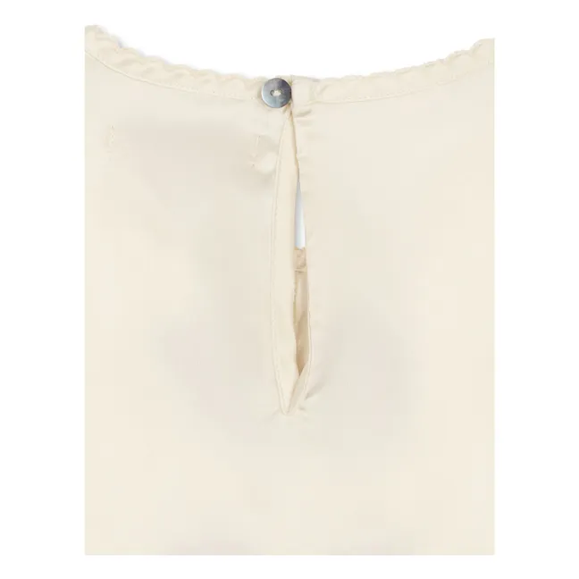 Sheeny Embroidered Knot Blouse | Ecru