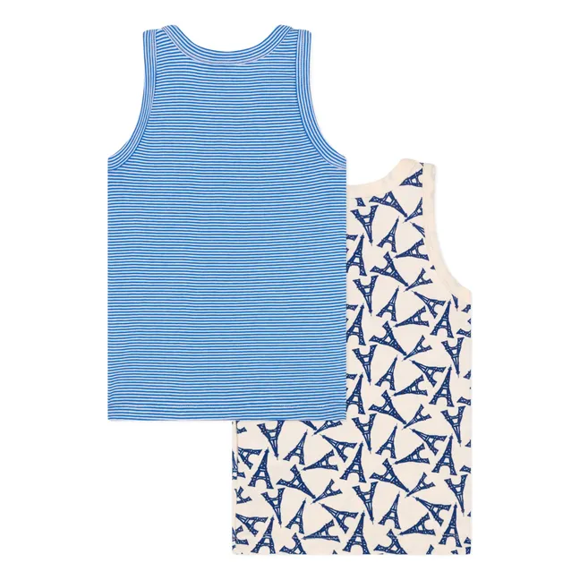 Lote 2 Camisetas de tirantes Torre Eiffel | Azul