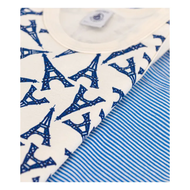Lote 2 Camisetas de tirantes Torre Eiffel | Azul