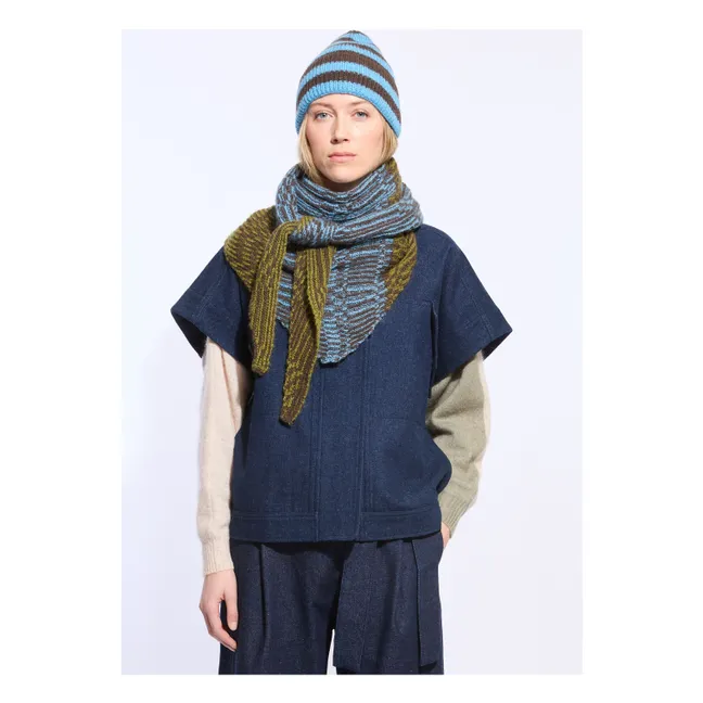 Oda Wool Stripes Beanie | Blue