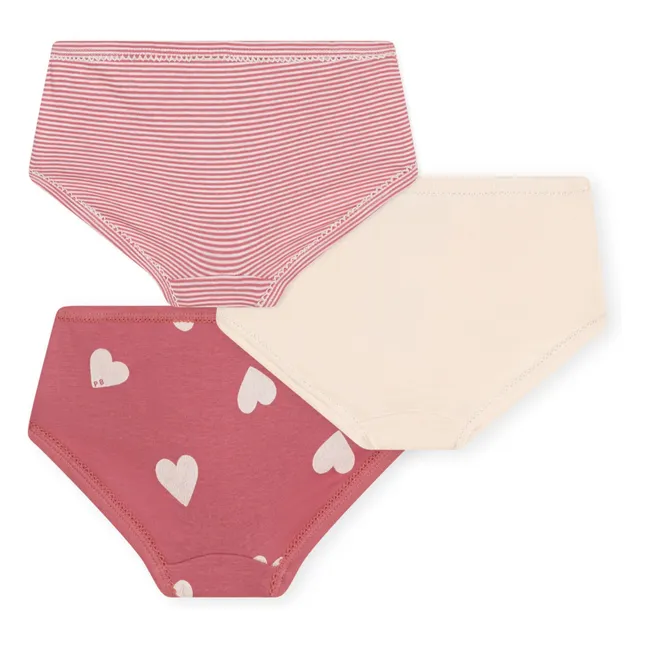 3er-Pack Höschen mit hoher Taille Herzen | Rosa