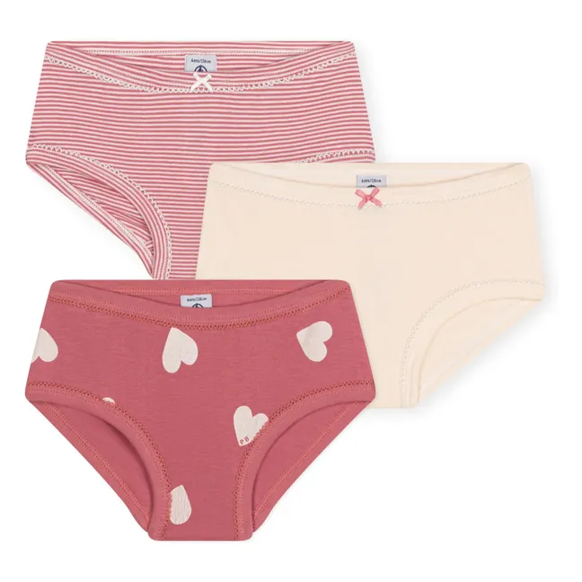 3er-Pack Höschen mit hoher Taille Herzen | Rosa