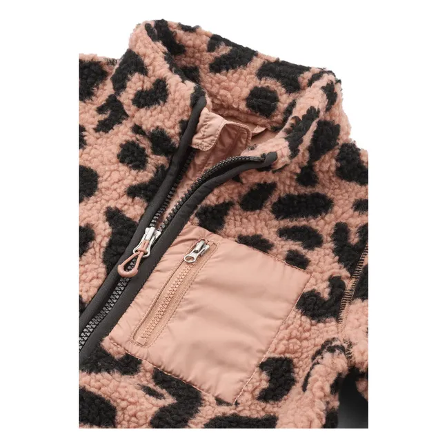 Veste Façon Sherpa Nolan Léopard Fibres Recyclées | Rose pâle