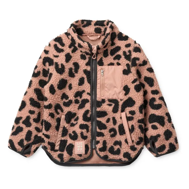 Veste Façon Sherpa Nolan Léopard Fibres Recyclées | Rose pâle