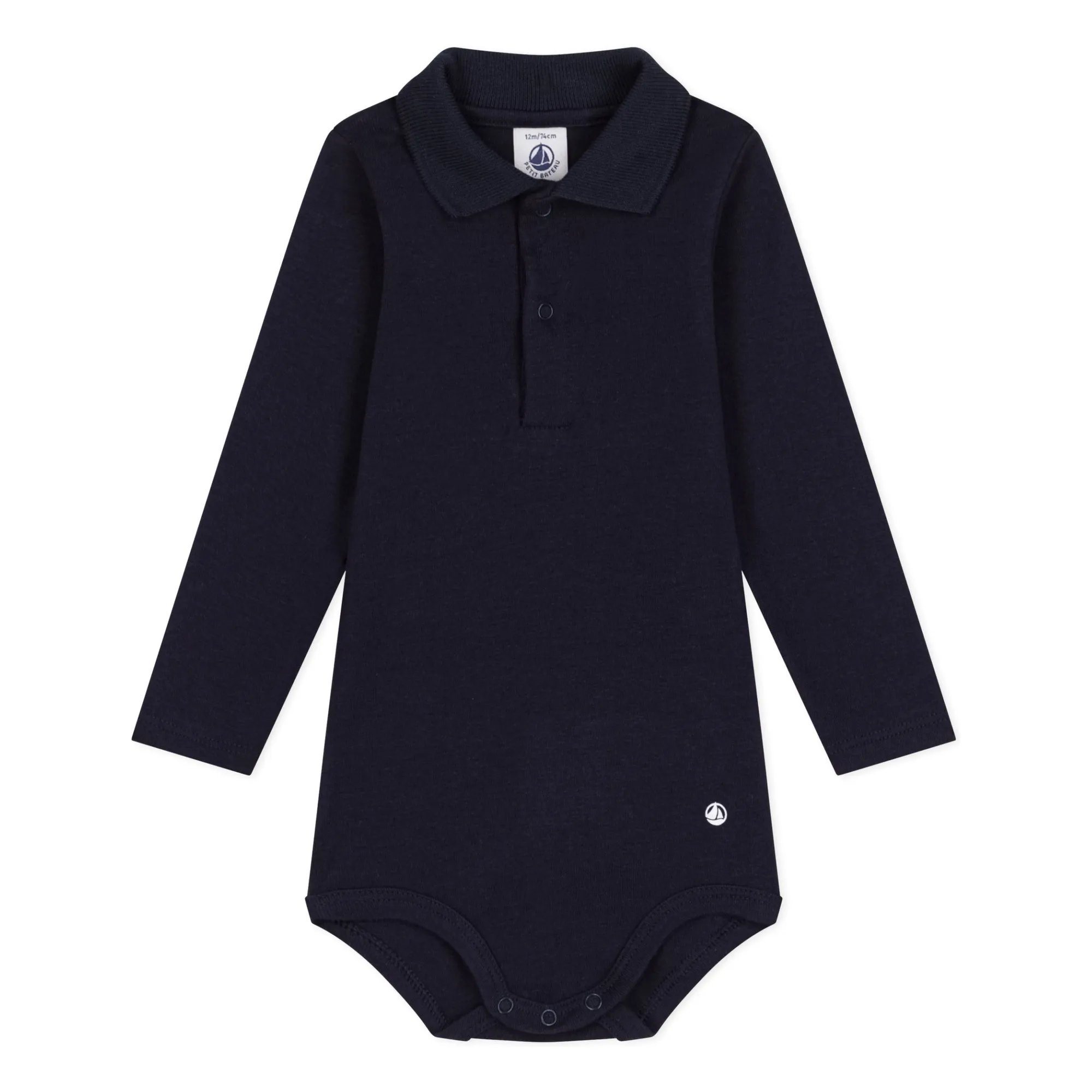 Petit Bateau Navy Blue Polo Neck Bodysuit