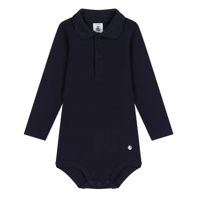 Body con collo a polo | Blu marino