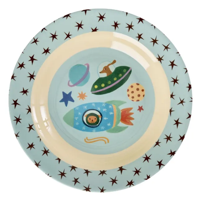 Plato hondo de melamina Chiens de l'Espace | Azul