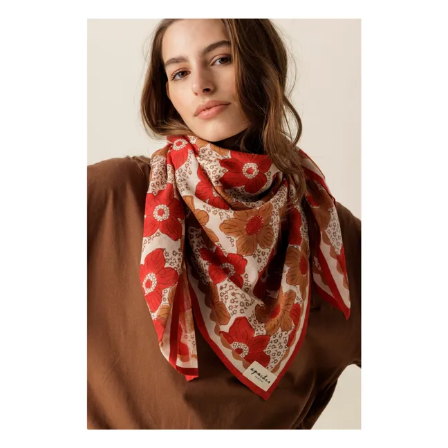 Bufanda dupatta flor grande | Marrón