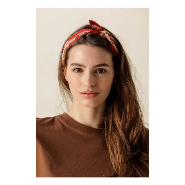 Petit Foulard Dupitta Fleurs | Rouge