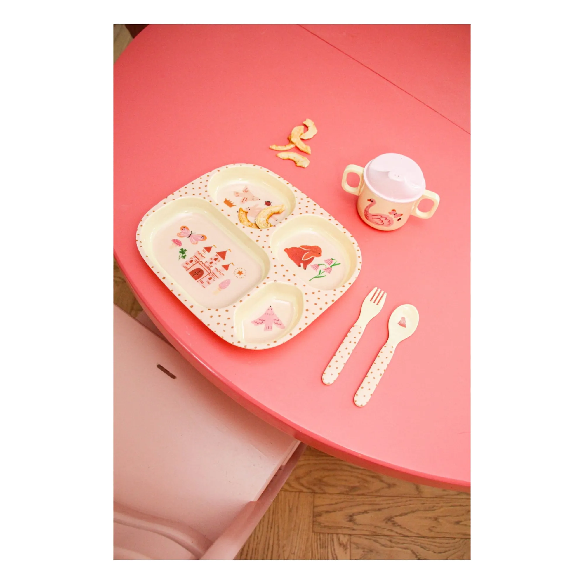 Rice Pink Fairy Tale Melamine Compartmentalized Plate